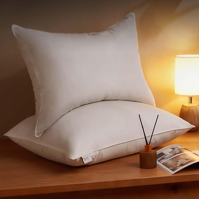 BHZ King Pillow Feather Down Hotel My King Pillow Bed Goose Pillows Alternative Luxury Pillows for Sleeping Side and Back Sleepers Soft Support Gifts White