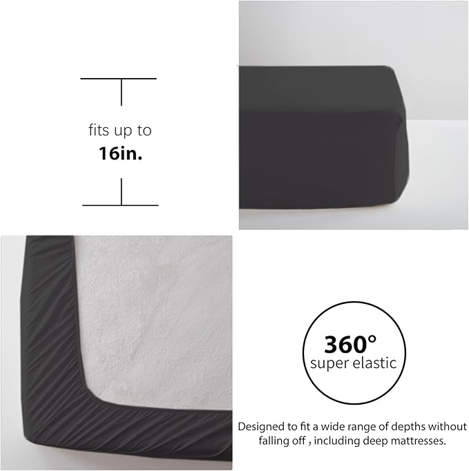 Anluoer Queen Comforter Set 7 Piece with Sheets-Black Boho Bed in a Bag with Tassel Lightweight Soft Bedding Sets with 1 Comforter, 2 PillowShams, 2 Pillowcases, 1 Flat Sheet, 1 Fitted Sheet