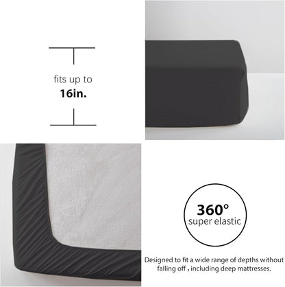 Anluoer Queen Comforter Set 7 Piece with Sheets-Black Boho Bed in a Bag with Tassel Lightweight Soft Bedding Sets with 1 Comforter, 2 PillowShams, 2 Pillowcases, 1 Flat Sheet, 1 Fitted Sheet