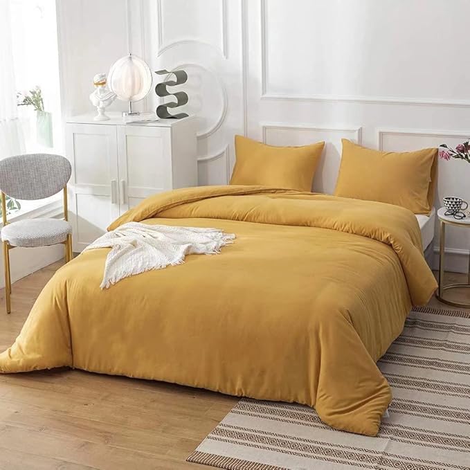 Houseri Mustard Yellow Comforter Set Twin Dark Yellow Bedding Twin Comforter Sets for Girls Yellow Comforters Toddler Boys Mustard Comforter Twin Ginger Yellow Bedding Sets Soft Dorm Comforter Twin