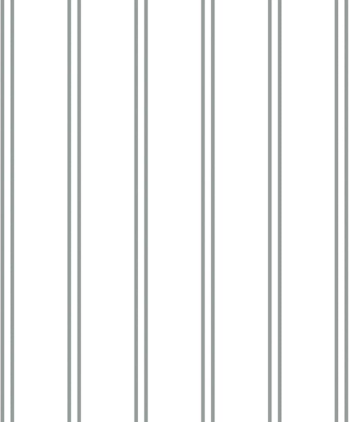 Wake In Cloud - Striped Comforter Set, Ticking Stripe Vertical Pinstripe Neutral Farmhouse Pattern Printed, Soft Lightweight Bedding, 3 Pieces, Gray White, Twin/Twin XL Size