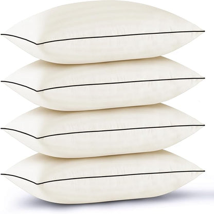 GOHOME Pillows Standard Size Set of 4 - Bed Pillows for Sleeping 4 Pack, Cooling Supportive Hotel Pillows with Premium Soft Down Alternative Fill for Side Stomach and Back Sleepers