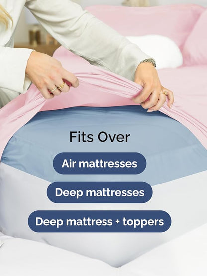 Extra Deep Queen Sheet Set - 6 Piece Breathable and Cooling Sheets - Hotel Luxury Bedding for Women, Men, Kids & Teens - Easy & Secure Fit - Soft and Wrinkle Free - Extra Deep Pockets - Lavender Pink