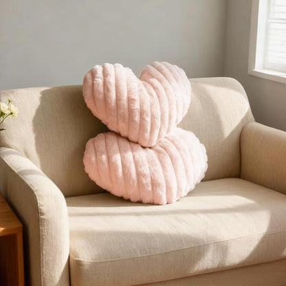 2 Pcs Pink Heart Throw Pillows, 16 Inch Soft Fluffy Heart-Shaped Comfort Pillows with Calming Texture, Hug Pressure for Relaxing Moments, Ideal for Sofa, Reading, and Naps (Pink)