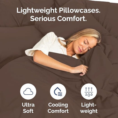 King Pillow Cases Set of 8 - Ultra Soft Hotel Quality Pillowcase Covers - Comfy & Wrinkle Free - Shrink, Stain and Fade Resistant - Easy-Care, Machine Washable Pillow Protectors - 8 Piece Set - Brown