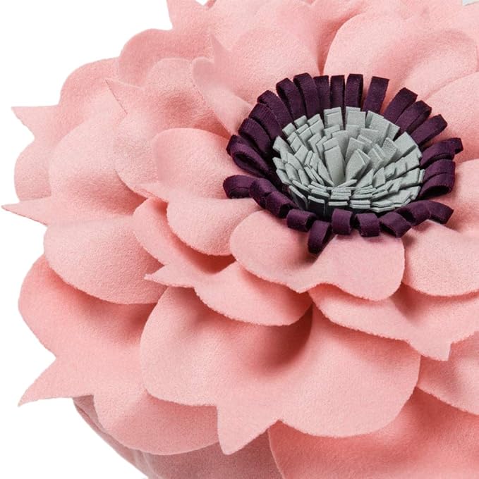 3D Flower Decorative Throw Pillow Accent Handmade Round Pillow Cushion with Insert for Home Couch Bedroom Decor 13 x 13 Inch Pink