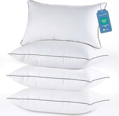 JOLLYVOGUE King Size Pillows Set of 4 for Sleeping, Soft and Supportive Bed Pillows with Down Alternative Filling for Side and Back Sleepers, Hotel Collection