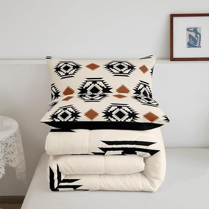 Erosebridal Western Aztec Quilt Comforter Rustic Boho Abstract Geometric Bedding Set Twin,Southwestern Cowboy Comforter Set for Kids Adults Southwest Tribal Bohemian Bed Set 1 Pillow Case