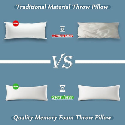 AM AEROMAX 12 × 32 Throw Pillow Memory Foam Pillow Insert - Rectangular Bolster for Decorative Cushion Bed Couch Sofa - Non-Deforming Over Time