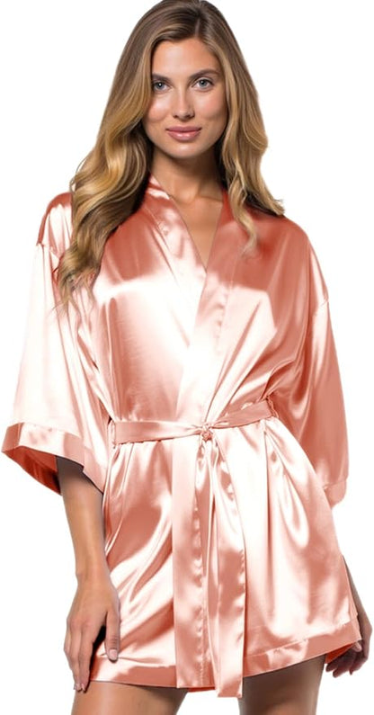 Turquaz Women's Bride Bridesmaids Silky Robe Satin Kimono Robes for Women Lingerie