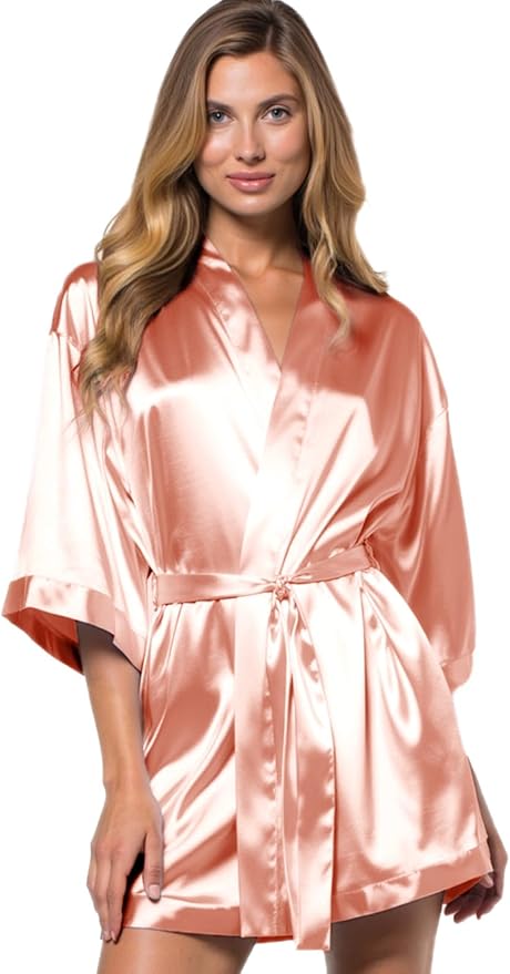 Turquaz Women's Bride Bridesmaids Silky Robe Satin Kimono Robes for Women Lingerie