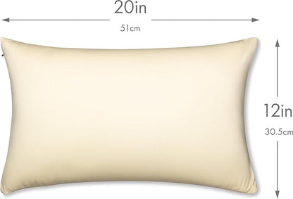 PILLOWY 12"x20" Throw Pillow - Off white- Creme: 1Pcs Luxurious Premium Microbead Pillow With 85/15 Nylon/Spandex Fabric. Forever Fluffy, Outstanding Beauty & Support. Silky, Soft & Beyond Comfortable