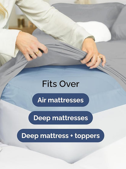 Extra Deep Queen Sheet Set - 6 Piece Breathable and Cooling Sheets - Hotel Luxury Bedding for Women, Men, Kids & Teens - Easy Secure Fit - Soft, Wrinkle Free & Comfy - Extra Deep Pockets - Steel Blue