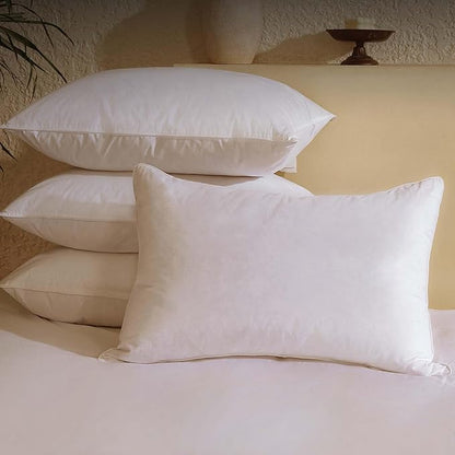 BHZ Goose Down Feather Pillows Queen Size Set of 4, Luxury Hotel Alternative Collection Bed Pillows for Sleeping Firm Soft Support for Side & Back Sleepers, White