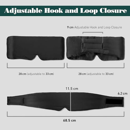 Joyhabit Silk Sleep mask | 100% Mulberry for Women Men Ultra Soft Blackout Eye Cover with Adjustable Band, Breathable No Eye Pressure, Ideal for Sleep, Travel, Naps & Meditation, Classic Black