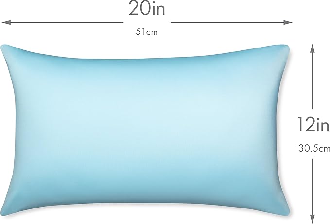 PILLOWY 12x20 Throw Pillowcase (Cover Only) -85/15 Nylon, Spandex -Luxurious, Silky, Stretchy & Soft - 1Pcs Solid Color -A Perfect Choice for Couch Chairs Sofa Bed Adult/Kids Bedroom, Sweat Baby Blue