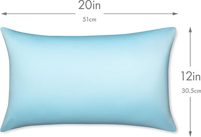 PILLOWY 12"x20" Throw Pillow - Sweat Baby Blue: 1Pcs Luxurious Premium Microbead Pillow with 85/15 Nylon/Spandex Fabric. Forever Fluffy, Outstanding Beauty & Support. Silky, Soft & Beyond Comfortable