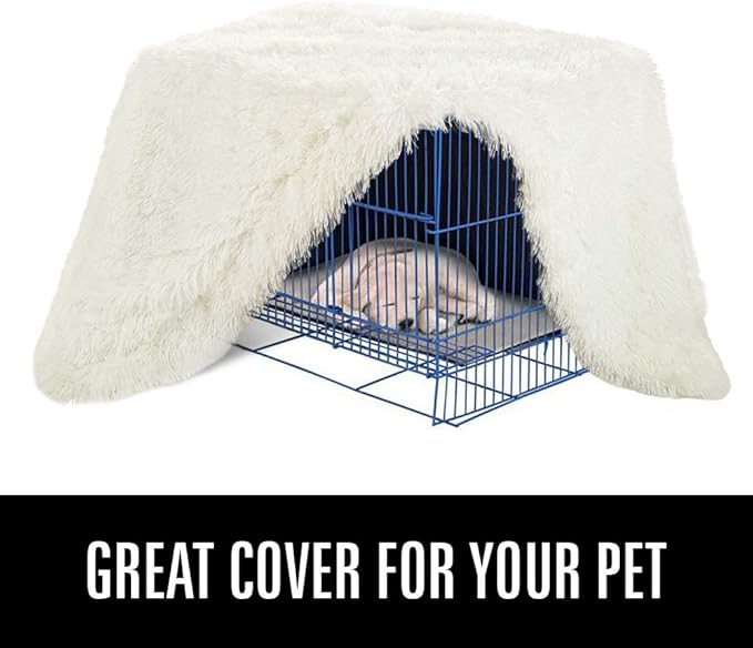 LOCHAS Luxury Fluffy Dog Blanket, Extra Soft and Warm Sherpa Fleece Pet Blankets for Dogs Cats, Plush Furry Faux Fur Puppy Throw Cover, 40''x60'' Cream White