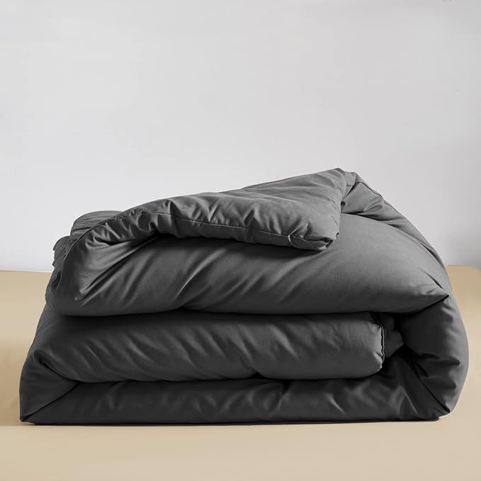 KAREVER Deep Grey Comforter Set Full Dark Gray Beddig Set for Kids Teens Adult Solid Gray Color Bedding Set 3 Pieces with 2 Pollowcases Lightweight Durable Gray Full Blanket Quilts Set