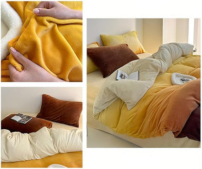 Wellboo Orange Gradient Comforter Sets California King Yellow and Orange Velvet Bedding Comforters Cal King Women Modern Plain Orange Brown Flannel Quilts Farmhouse Abstract Art Orange Plush Blanket