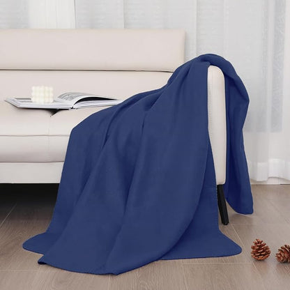 ZYFZCYBL Fleece Throw Blankets Lightweight Warm Soft Cozy Pet-Friendly Bulk Fleece Throw Blanket Solid for Home Bed, Sofa，Office,Gifts, Couch (Pack of 6-50 x 60 inch，Navy)