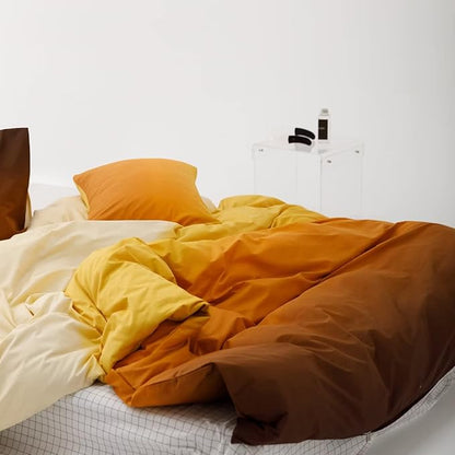 Cottonight Orange Gradient Comforter Set Full Orange and Beige Yellow Gradient Bedding Comforter Set Aesthetic Blanket Quilts Breathable Sunset Color 3 Piece Bedding Comforter Set