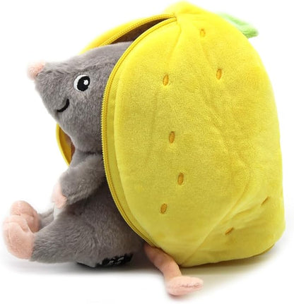 LES DÉGLINGOS Flipetz Rocket The Mouse Decorative Pillow – Reversible Lemon to Mouse 2-in-1 Plush Cushion – 8.5 Inch Stuffed Animal Pillow for Sofa, Bed & Any Room | Home Décor Gift for All Ages