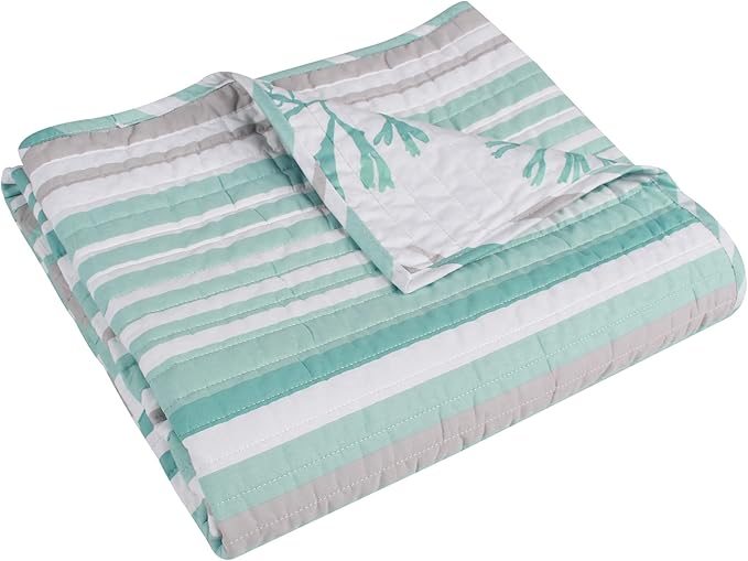 Levtex Home - Truro - Throw - Stripe in Shades of Teal - Throw Size 50x60in. - Cotton/Cotton
