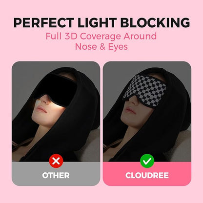 Sleep Mask for Sleeping, Light Blocking Eye Mask with 3D Contoured Nose Design, No Pressure Sleep Mask for Side Sleepers, Travel & Airplane Eye Cover