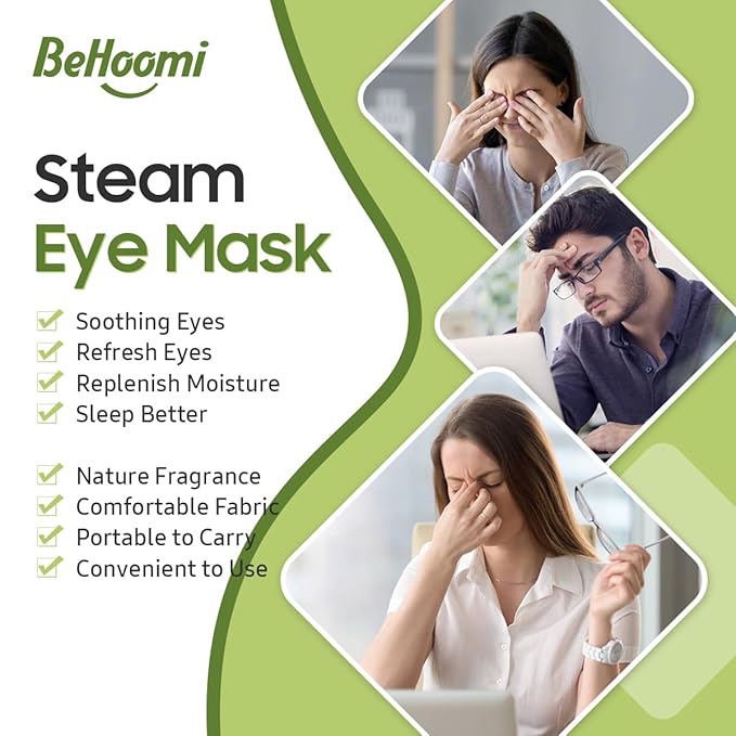 30Packs Steam Eye Mask, Heated Eye Mask Warm Compress for Eyes, Self Heating Disposable Steam Mask for Home Sleep, Spa, Travel Essentials & Relaxation Gifts, Stocking Stuffers (Green Tea)