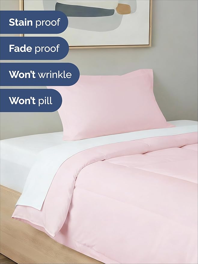 Twin XL Comforter Set - 2 Piece Bed Set for All Seasons - 1 Soft Quilted Comforter with Corner Tabs & 1 Pillow Sham - Comfy, Cozy & Breathable - Premium Down Duvet Insert - Twin XL Size, Lavender Pink