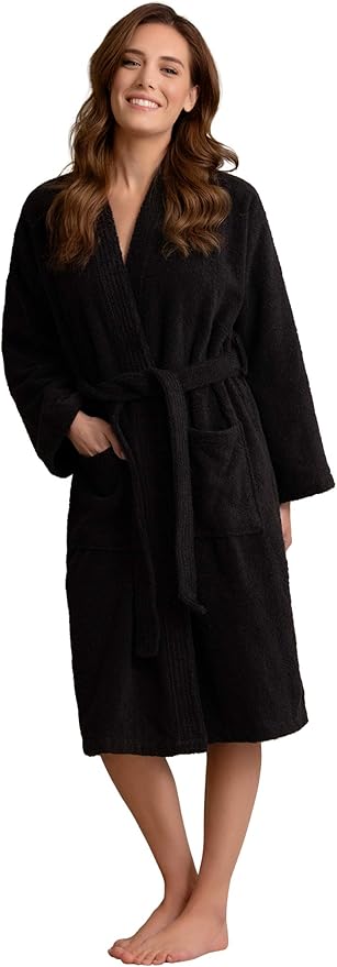 Soft Touch Linen Women's Robe Terry Cotton Cloth- Kimono Style- Thick, Breathable & Comfortable- Lightweight & Absorbent