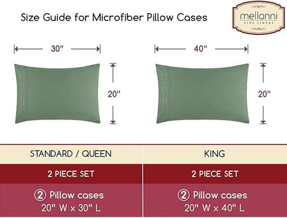 Mellanni Pillow Cases - Luxury, Extra Soft, Cooling Pillow Covers - 2 PC Iconic Collection Pillowcases - Envelope Closure (Standard/Queen 20" x 30", Sage)