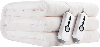 Electric Heated Blanket King Size 90"×100", Comfortable & Luxurious Flannel, 4 Heating Levels & 10 H Auto Shut Off, White