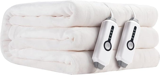 Electric Heated Blanket King Size 90"×100", Comfortable & Luxurious Flannel, 4 Heating Levels & 10 H Auto Shut Off, White