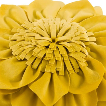 Decorative Throw Pillow 3D Flower Round Pillow Accent Handmade Cushion with Insert for Couch Bed Home Decor 12 Inch Yellow