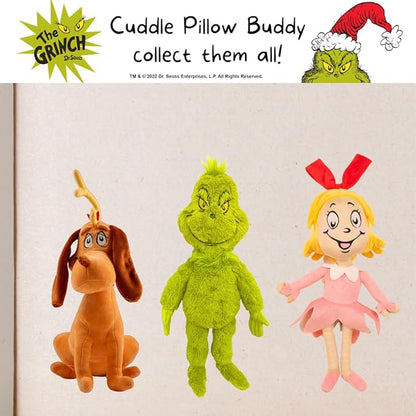 Dr. Seuss The Grinch Max Dog Holiday & Christmas Bedding Super Soft Plush Cuddle Pillow Buddy, (Officially Licensed Product) by Franco
