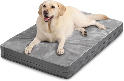 Waterproof XXXL Dog Beds Large Sized Dogs, Orthopedic Washable Crate Pad 54 inch, Jumbo XXXLarge Foam Pet Bed with Removable Cover Reversible, Anti-Slip Kennel Pad, 53"x36", Gray