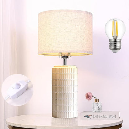 23" White Ceramic Table Lamp for Living Room Fully Dimmable, Nightstand Bedside Lamps for Desk End Side,Large Modern Rustic Farmhouse Lights for Bedroom entryway Home Decoration Gifts Bulbs Included