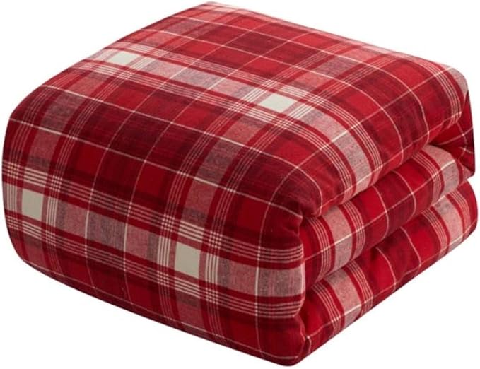Dearfoams Super Soft 100% Cotton Comforter Set, Red Plaid King