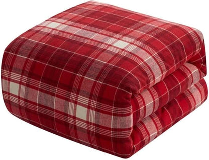 Dearfoams Super Soft 100% Cotton Comforter Set, Red Plaid King