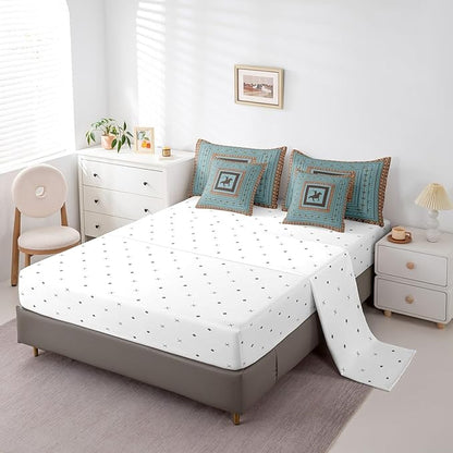 Feelyou Western Cowboy Comforter Set with Sheets Full Size Kids Rodeo Cowboy Horse 7 Pieces Bedding Set for Boys Girls Teens Western Star Bed in a Bag Grunge Design Bed Set