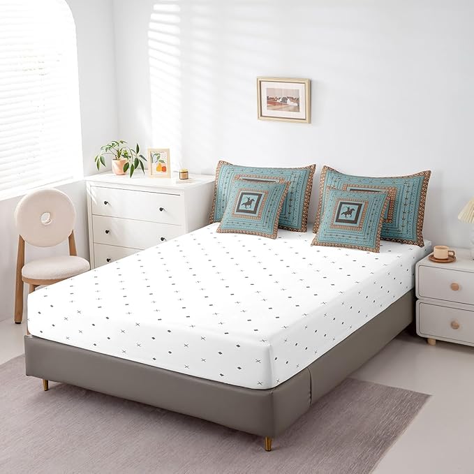 Feelyou Western Cowboy Comforter Set with Sheets Twin Size Kids Rodeo Cowboy Horse 7 Pieces Bedding Set for Boys Girls Teens Western Star Bed in a Bag Grunge Design Bed Set