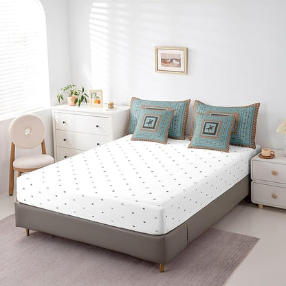 Feelyou Western Cowboy Comforter Set with Sheets Queen Size Kids Rodeo Cowboy Horse 7 Pieces Bedding Set for Boys Girls Teens Western Star Bed in a Bag Grunge Design Bed Set