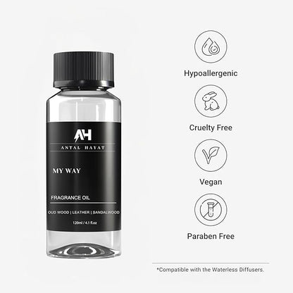 Diffuser Oil - My Way Diffuser Oil 120ml - Hotel Scent Inspired by 1 Hotel Miami Beach - Luxury Home Fragrance Blend with Lush Sandalwood, Leather & Beautiful Iris - Home Luxury Scent