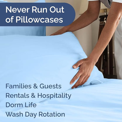 King Pillow Cases Set of 6 - Ultra Soft Hotel Quality Pillowcase Covers - Comfy. Cozy & Wrinkle Free - Shrink, Stain and Fade Resistant - Machine Washable Pillow Protectors - 6 Piece Set - Light Blue