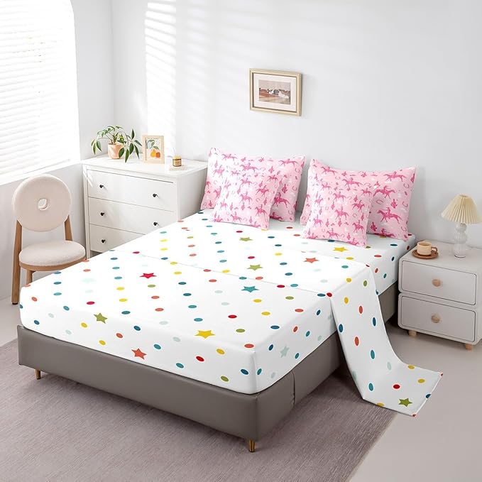 Feelyou Pink Western Cowgirl Comforter Set with Sheets Twin Size Kids West Cowboy Horse 7 Pieces Bedding Set for Boys Girls Teens Rodeo Horseshoe Hat Bed in a Bag Grunge Design Bed Set Cactus