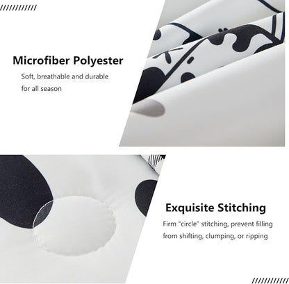 SUCSES Full Size Comforter Set with Sheets 8 Piece Cow Print Bedding Set for Boys Girls Black and White Kids Bed-in-A-Bag Farmhouse Rustic Bed Set for Bedroom (Milk Cow, Full)
