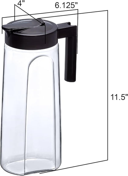 Amazing Abby - Slim - 2-Pack Tritan Pitcher (64 oz), Unbreakable Plastic Water Pitcher with Lid, BPA-Free, Heat-Resistant, Dishwasher-Safe, Great for Both Iced and Hot Drinks, Black