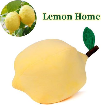 Marble Empire Lemon Throw Pillow for Couch, 15-Inch Yellow Fruit Shaped Decorative Pillow, Soft Plush Hugging Pillow for Living Room, Bedroom & Office Decor